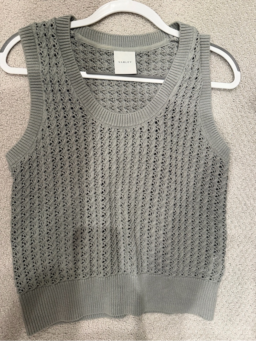 Varley Gray Open-Knit Sweater
